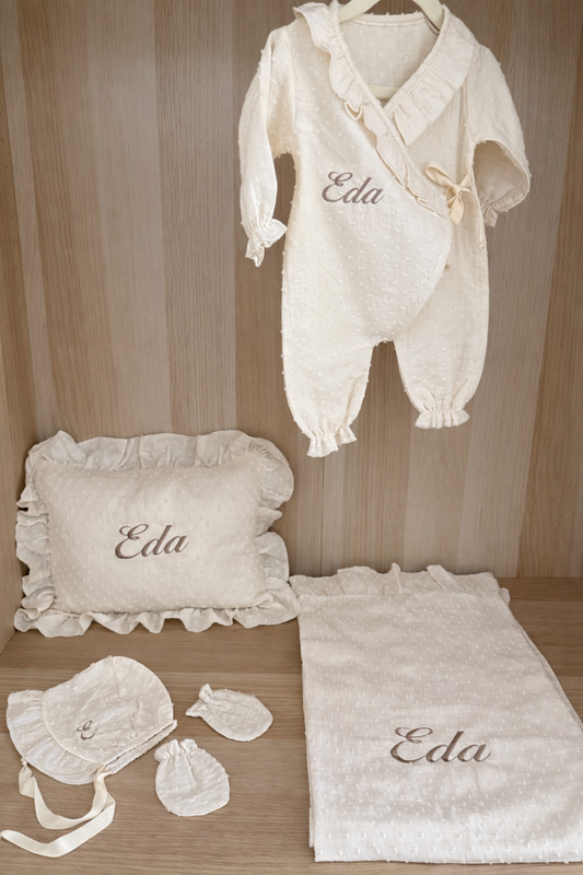 LILY - Babyset aus Musselin mit Pünktchenstruktur