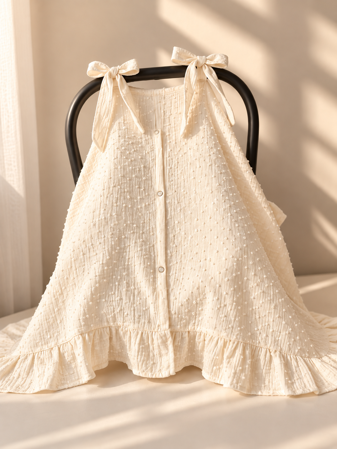 Lily – Babyschalen-Abdeckung mit Schleifen & Rüschen