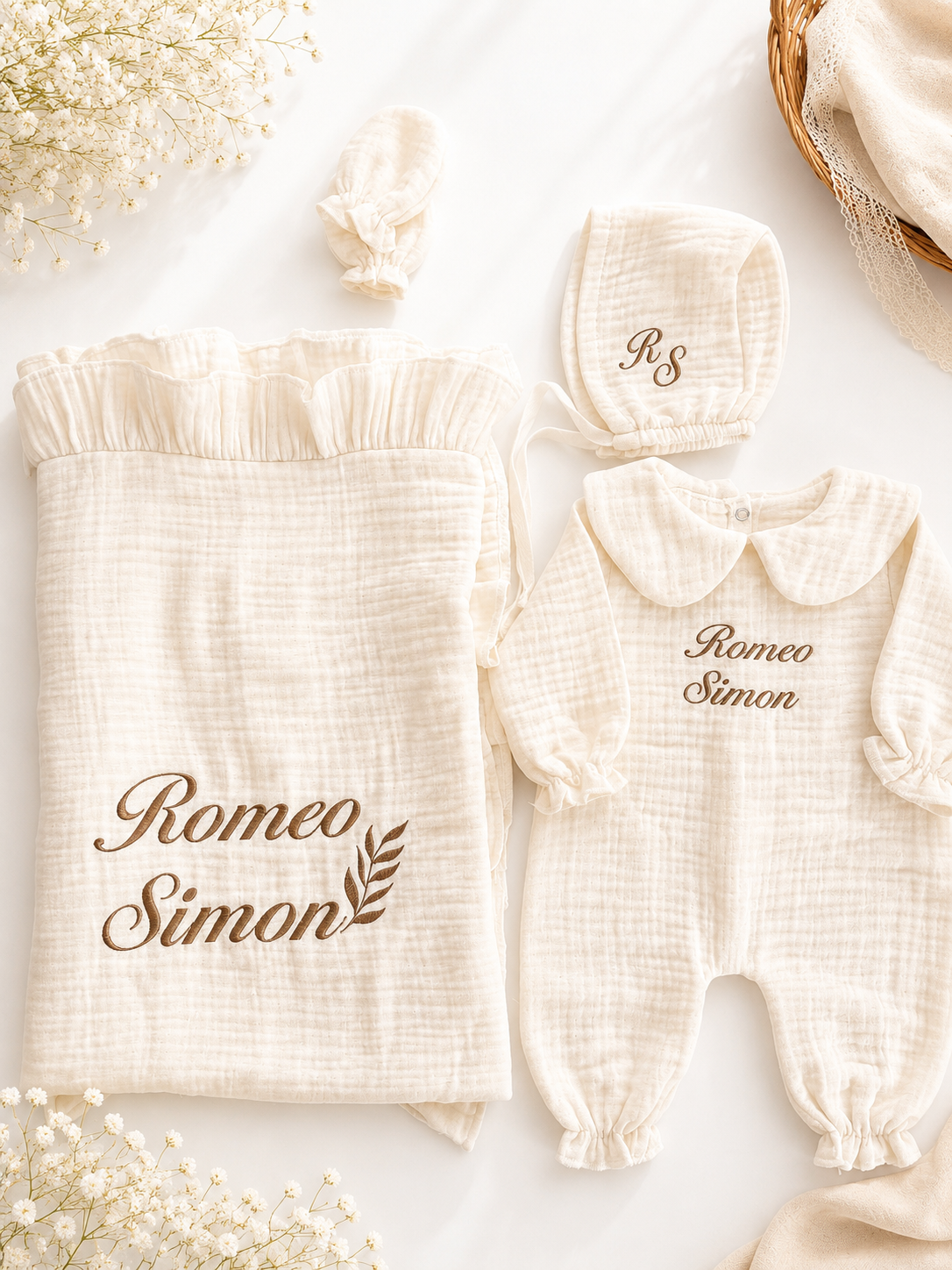 MUSSELIN Personalisiertes Baby-Set
