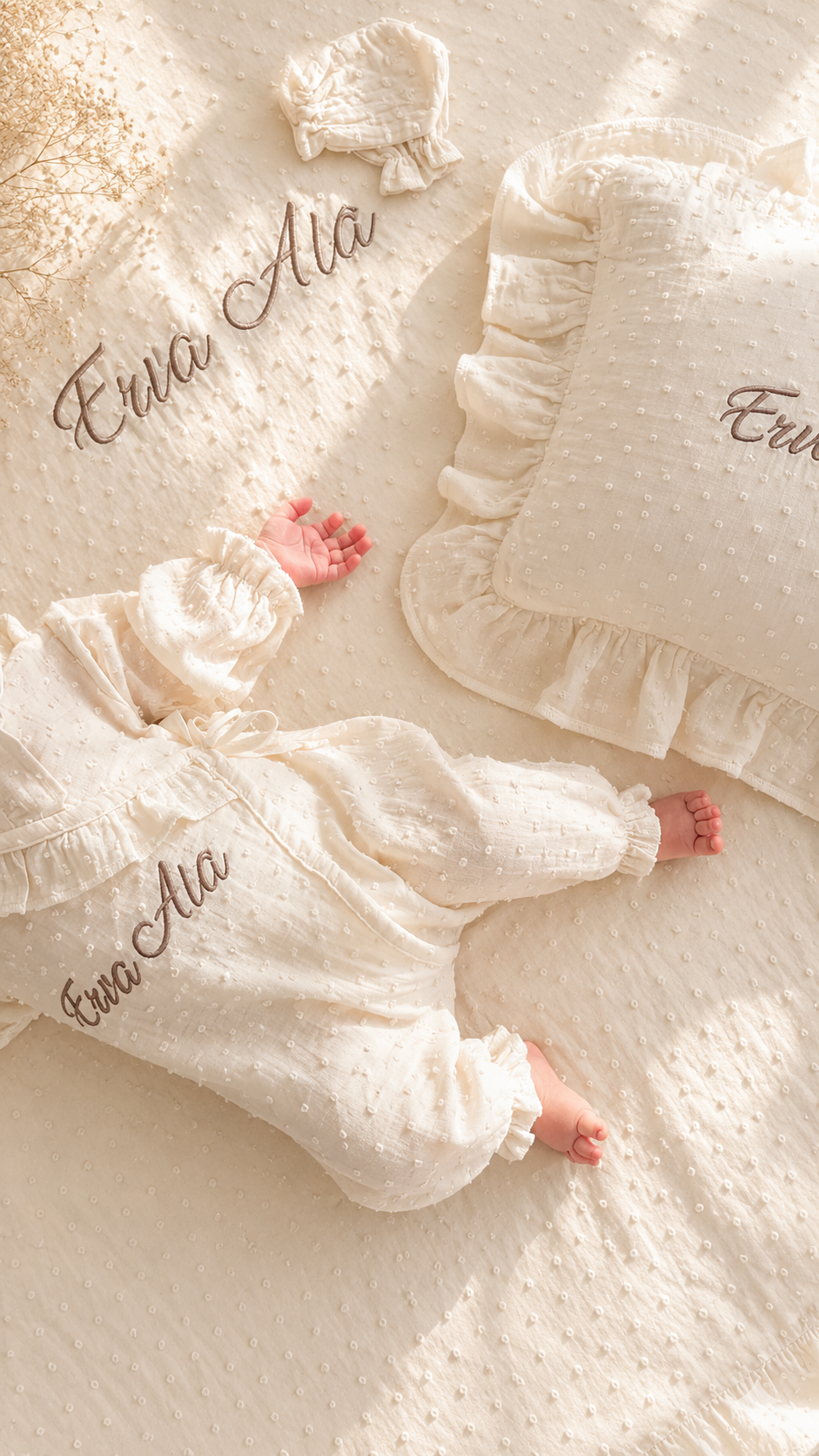 LILY - Babyset aus Musselin mit Pünktchenstruktur