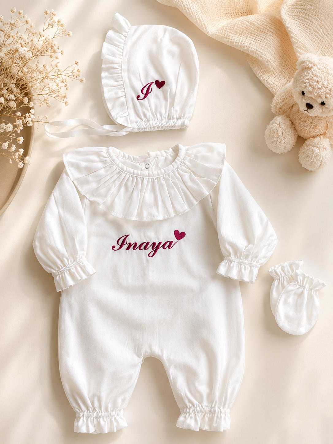 COTTON - Elegantes Babyset aus Baumwolle mit Rüschen