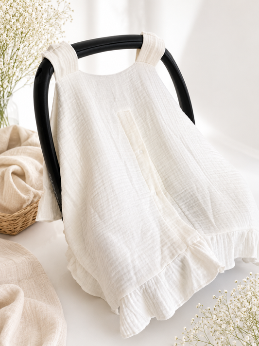 Musselin Babyschalen-Decke mit Rüschen