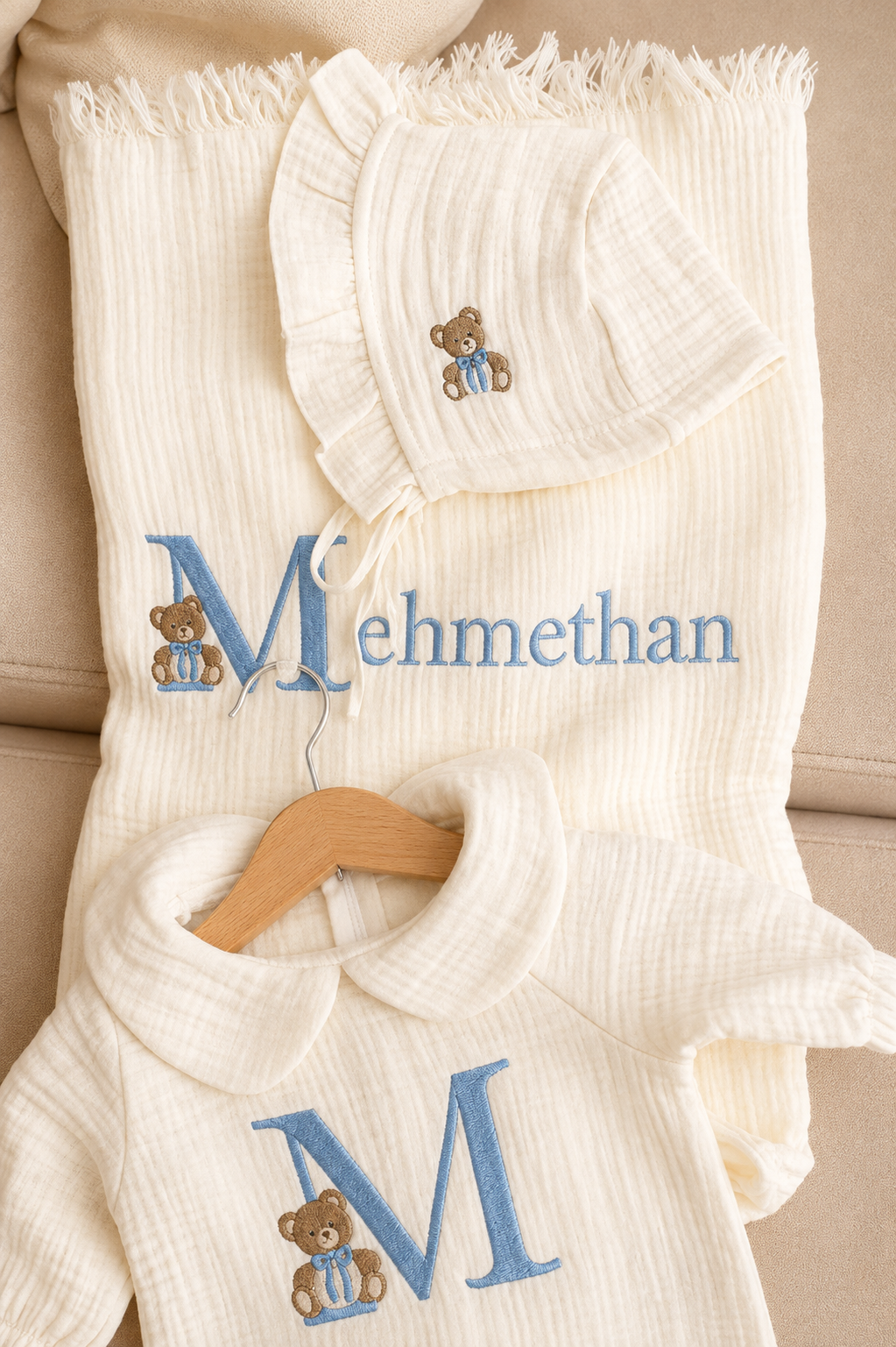 Personalisiertes Musselin Babyset „Teddy“ 🧸