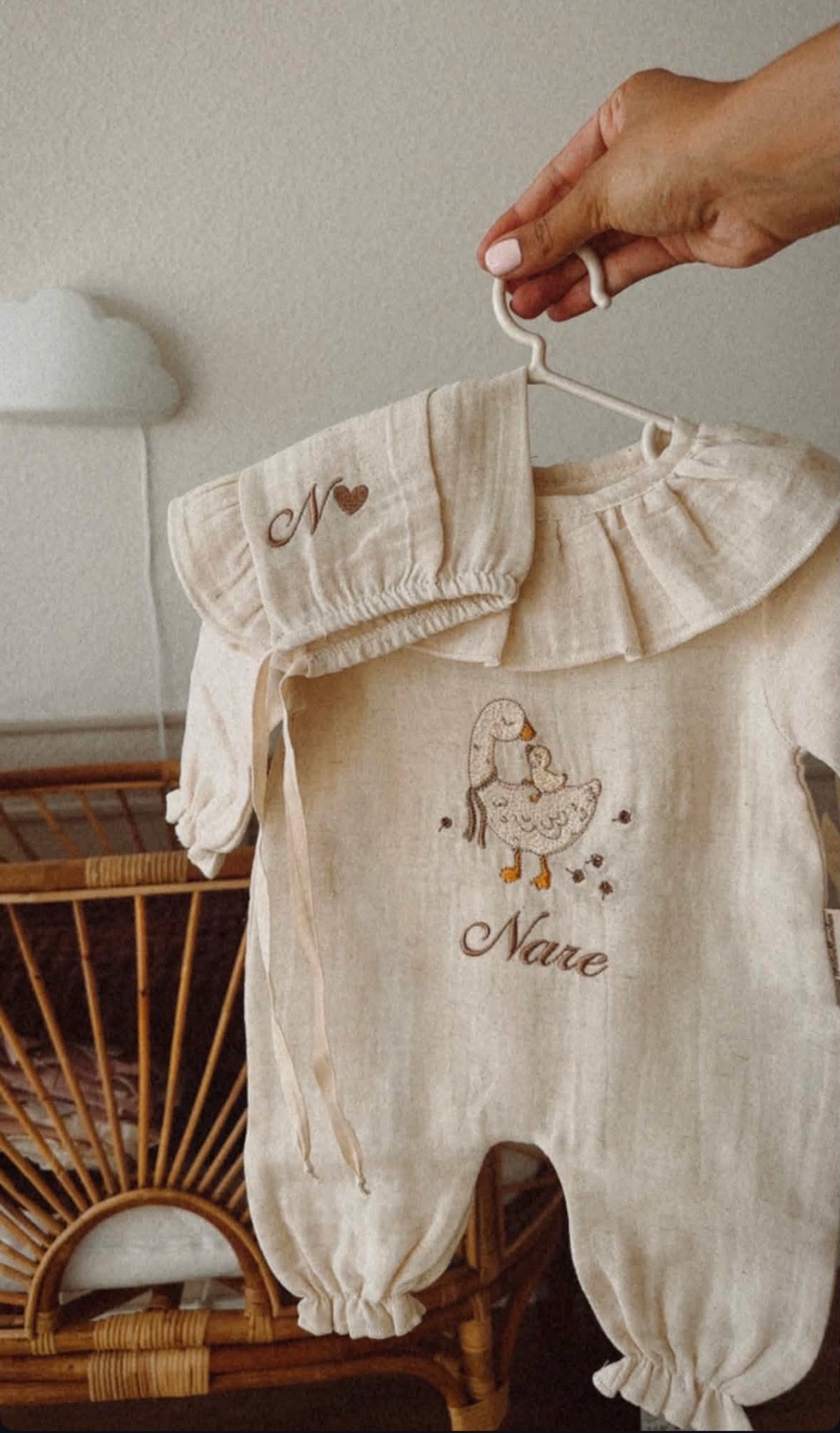LINEN - Leinen-Musselin Set – mit Gans Motiv