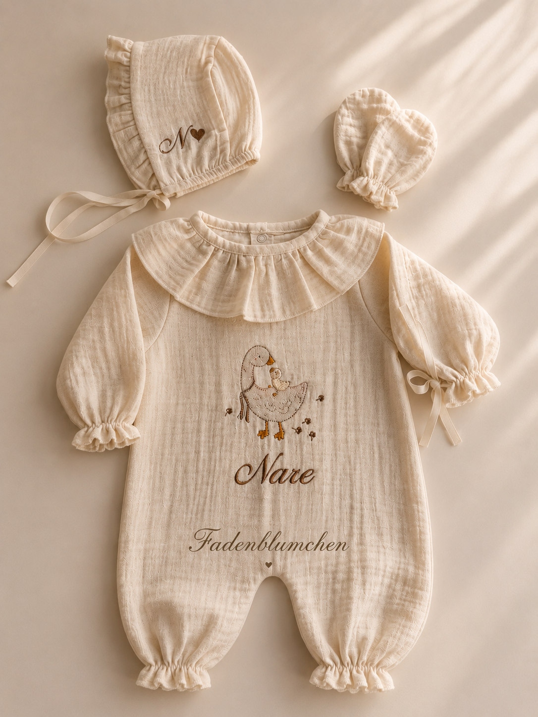 LINEN - Leinen-Musselin Set – mit Gans Motiv